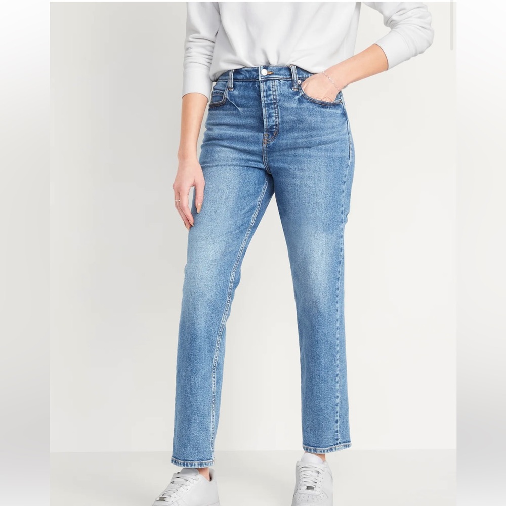 Extra High-Waisted Button-Fly Sky-Hi Straight Jeans for Women